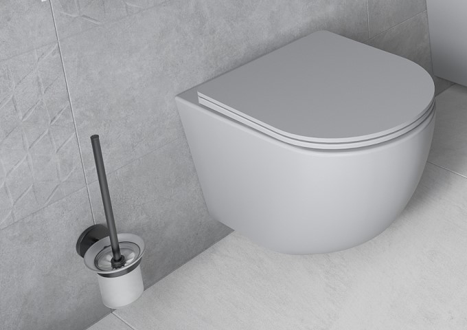 Contenedores y cepillos de WC montados en la pared