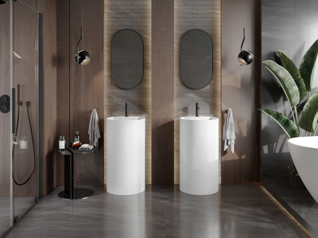 Azulejos de imitación de mármol Mexen en la decoración del baño