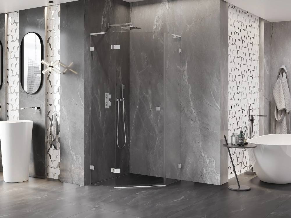 Azulejos antracita en el baño