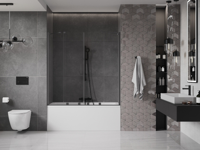 Azulejos de suelo en la decoración del baño