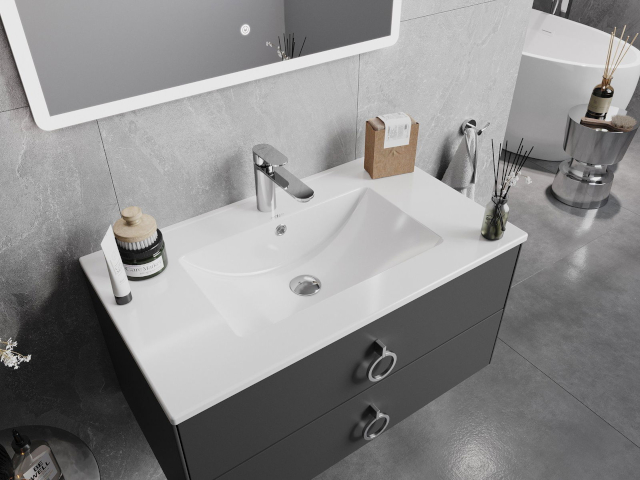 Ejemplo de disposición de mueble de baño con lavabo de 80