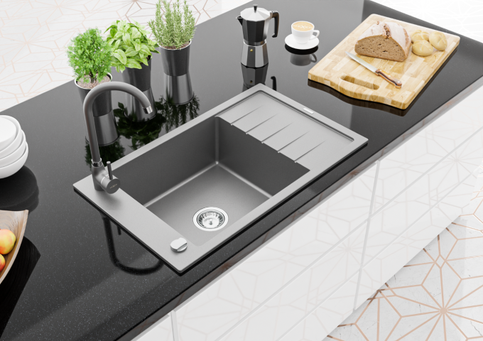 Fregaderos de granito gris