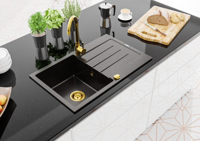 Baterías de cocina doradas