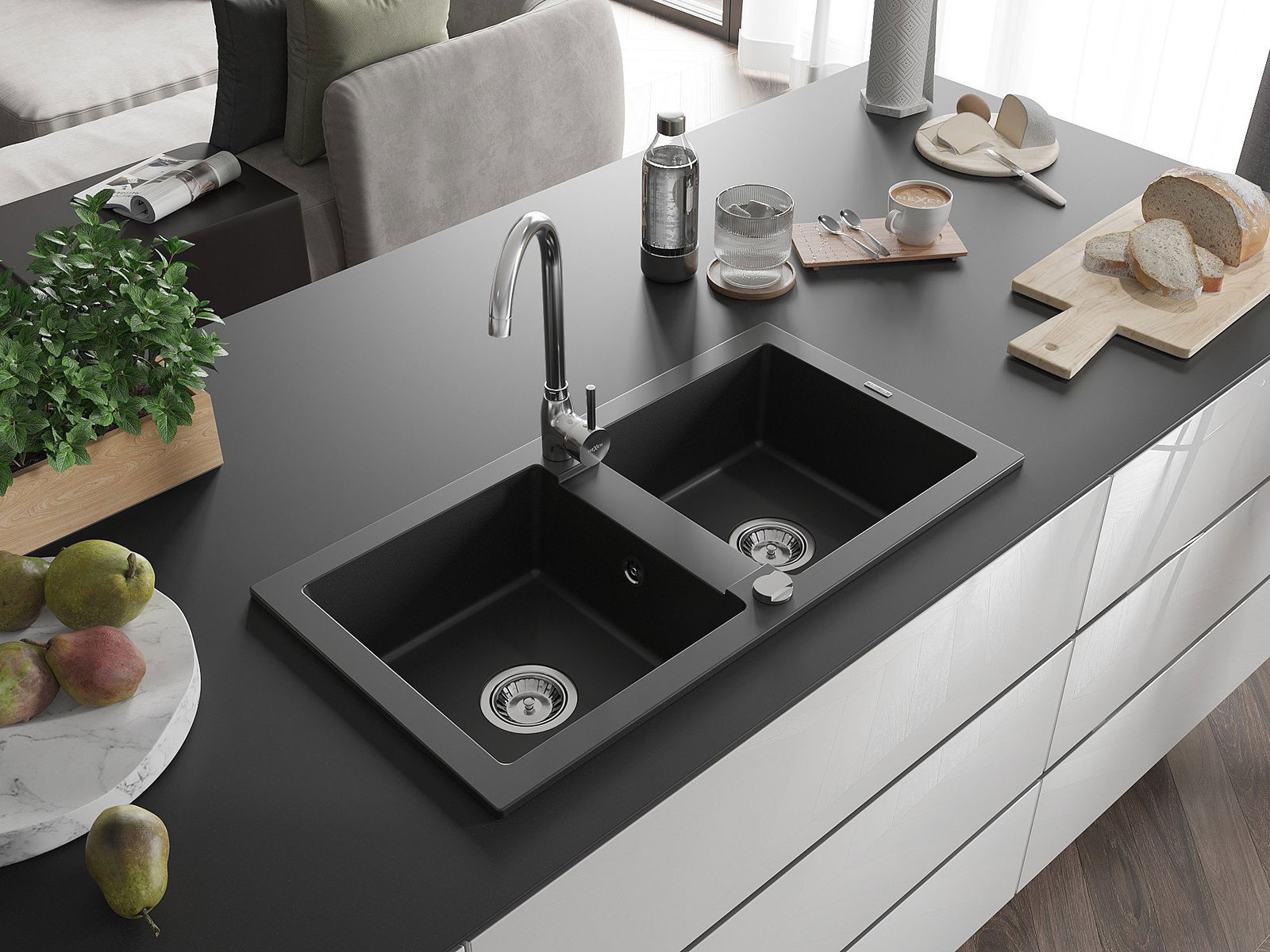 Fregadero de dos senos