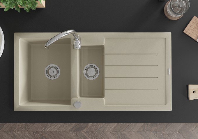 Fregaderos de granito con grifo y sifón