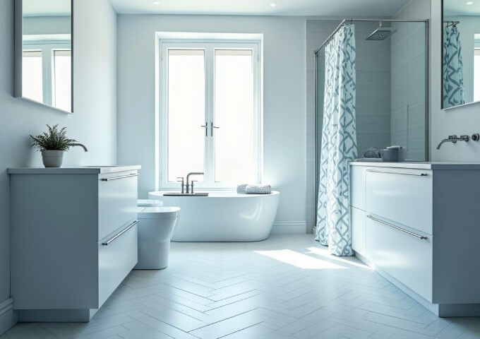 Paneles vinílicos espiga en el baño