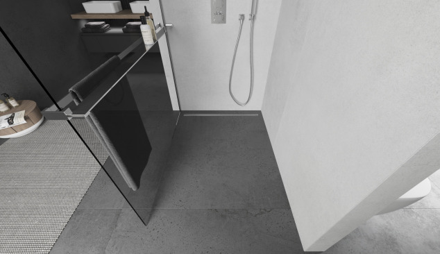 mampara de ducha con estante de estilo moderno