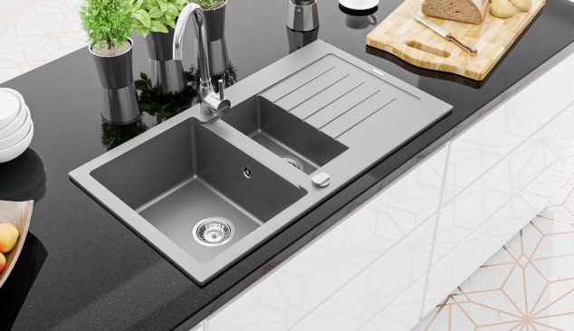 Blanco, negro, gris en la cocina moderna