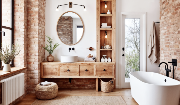 Baño rústico: ¿cómo crear un interior cálido y acogedor en un estilo natural?