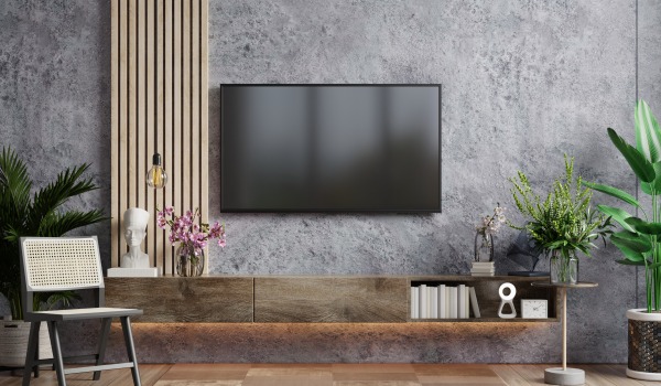 Lamas en la decoración de la zona de TV: idea para un salón moderno