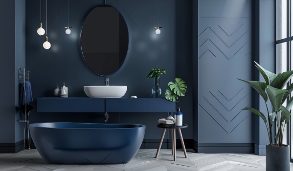 ¿Cómo diseñar un baño azul marino? Inspiraciones, colores y accesorios