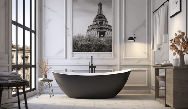 Baño de estilo neoyorquino — elegancia, simetría y detalles atemporales 