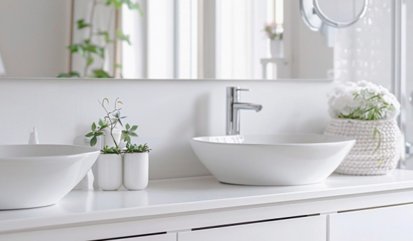 Lavabo sobre encimera: ¿dónde instalar el grifo para que el baño sea cómodo y estético?
