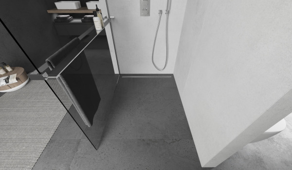 Mampara de ducha con estante en estilo moderno