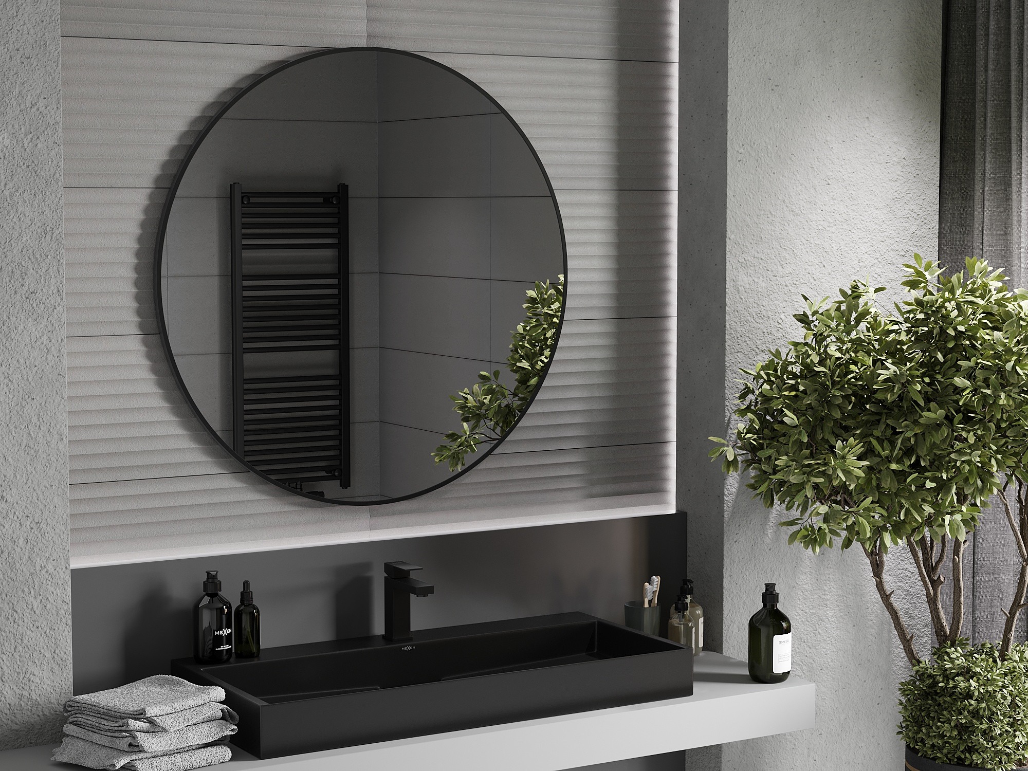 Baño oscuro en estilo industrial