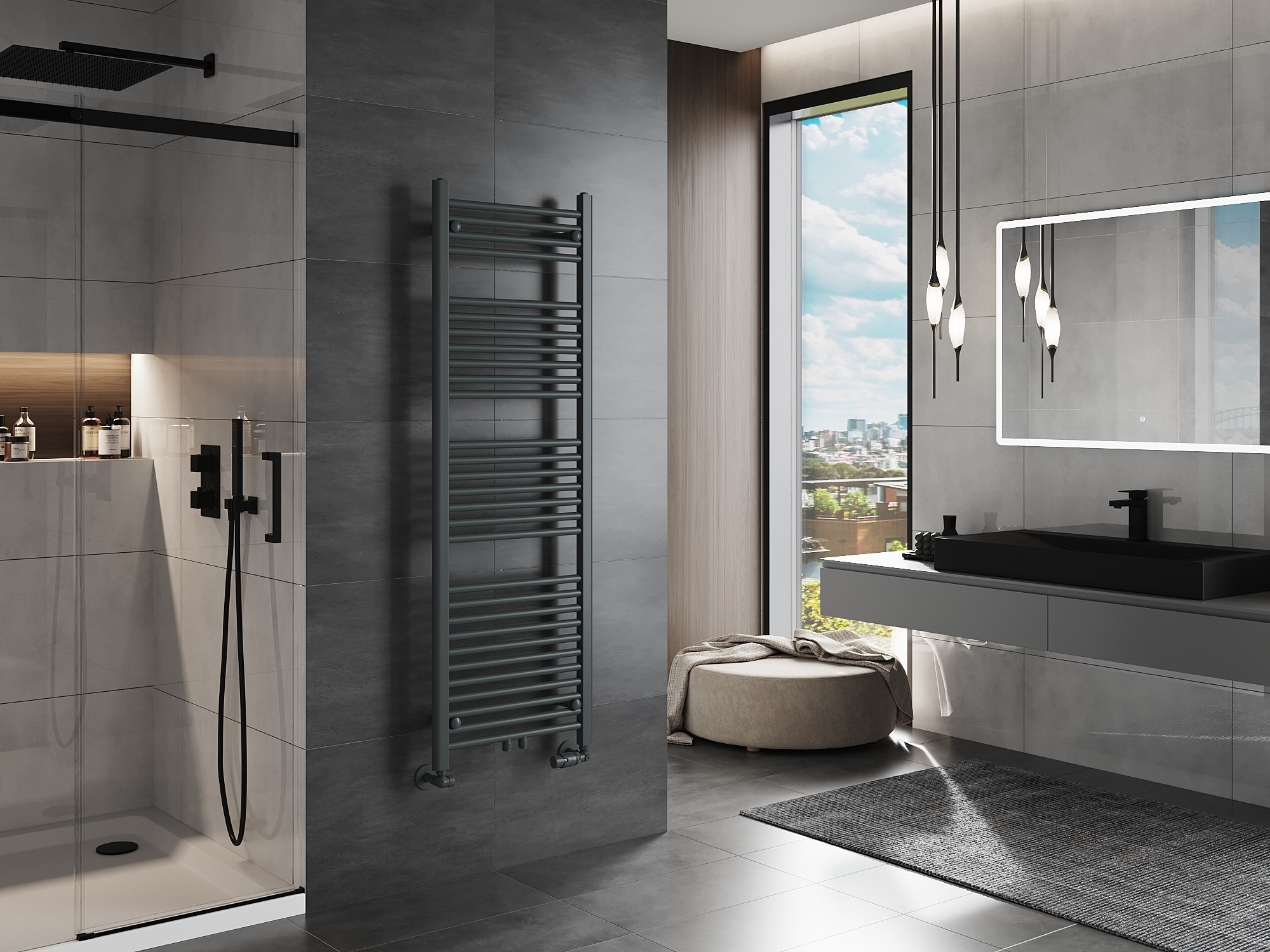 Radiador toallero antracita para baño