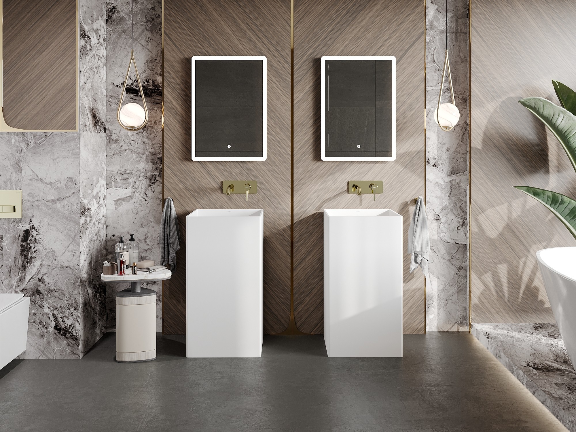 Baño oriental con madera